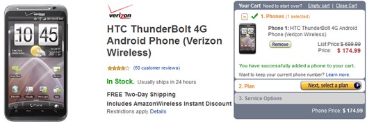 Amazon's $175 Pricing On HTC Thunderbolt