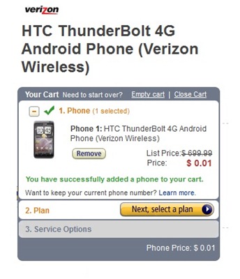 HTC Thunderbolt Is Now Just $0.01 At Amazon 