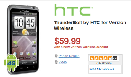 HTC Thunderbolt Is Now Just $59.99 At Wirefly 
