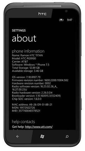 HTC Titan Windows Phone To 8170.79 Build