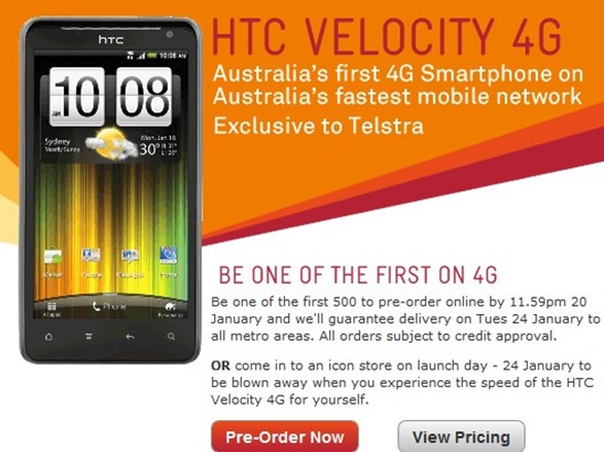 Telstra HTC Velocity 4G Pre-Order