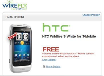 T-Mobile’s HTC Wildfire S White Available For Free At Wirefly