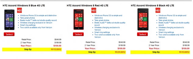 Verizon HTC Windows Phone 8X Pre-Order