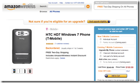 HTC HD7 on Amazon
