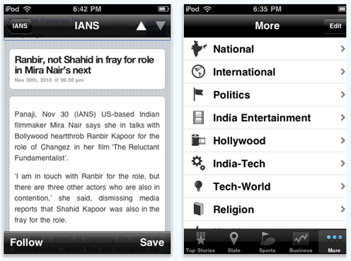 IANS News app for iPhone, iPad & iPod Touch