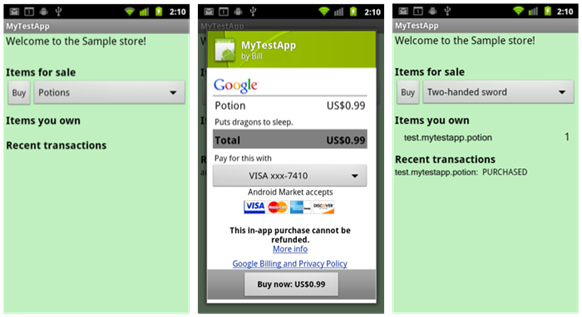 In-App Billing For Android Market