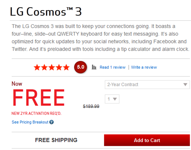 LG Cosmos 3 is now available for free on contract with Verizon