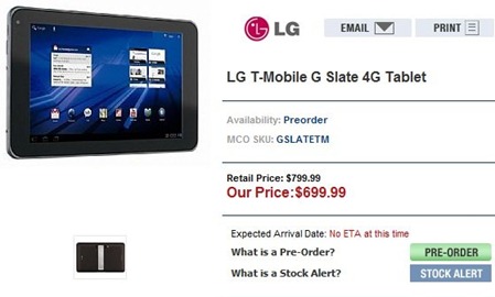 LG G Slate MobileCity Pricing
