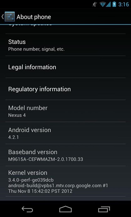 Android 4.2.1 Update For Nexus 4