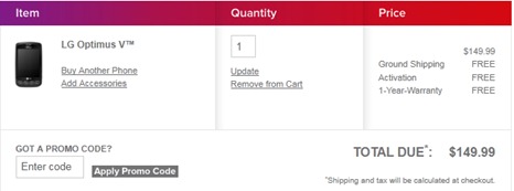 LG Optimus V For Virgin Mobile Pricing