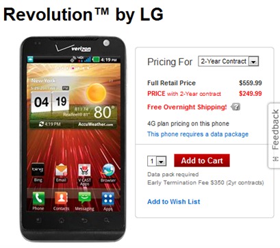 LG Revolution Pricing At Verizon