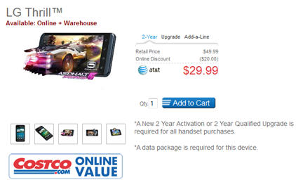 LG Thrill 4G Available For $29.99 At Costco