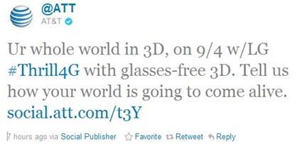 LG Thrill 4G For $99 On Sep. 4th