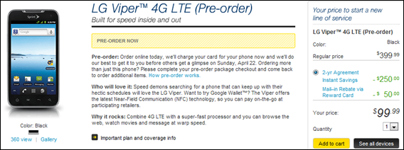 Sprint's LG Viper 4G Pre-Order