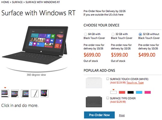 Microsoft Surface with Windows RT Pre-Order