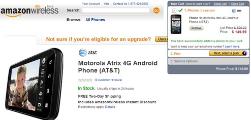 Motorola Atrix 4G Pricing At Amazon
