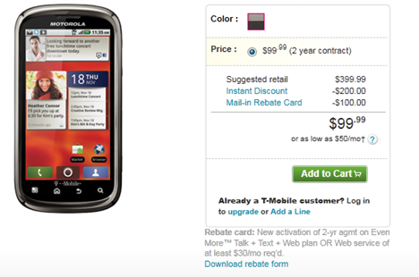 Motorola CLIQ 2 For Sale on T-Mobile Pricing