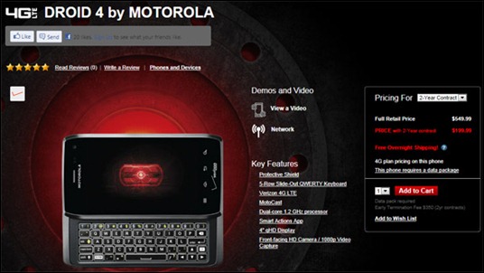 Motorola Droid 4 At Verizon