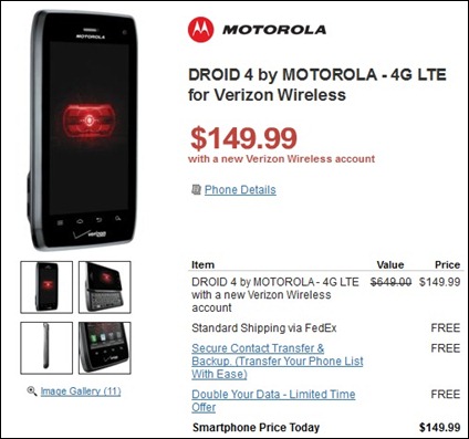 Wirefly's Price Cut on Motorola Droid 4