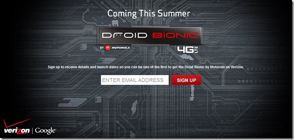 Motorola Droid Bionic 4G Sign-Up Page On Verizon Website