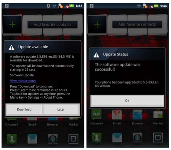 Motorola Droid Bionic's Software Update 5.5.893