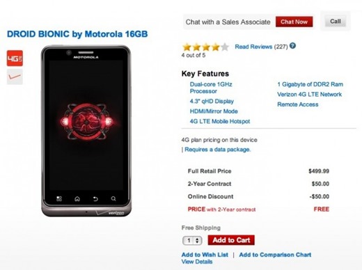 Motorola DROID Bionic For Free From Verizon