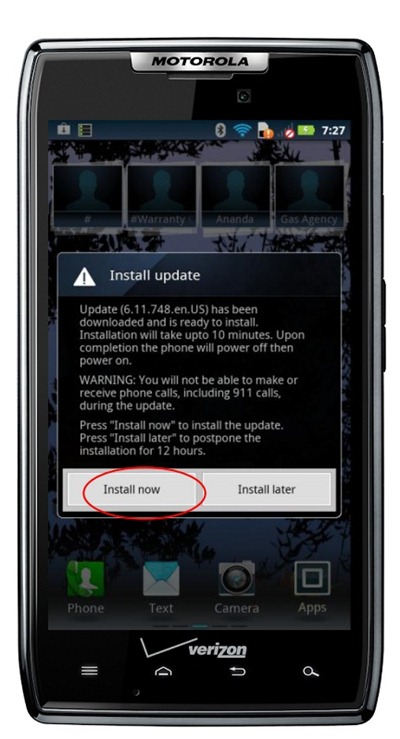 Motorola Droid RAZR 6.11.748.XT912 Software Update