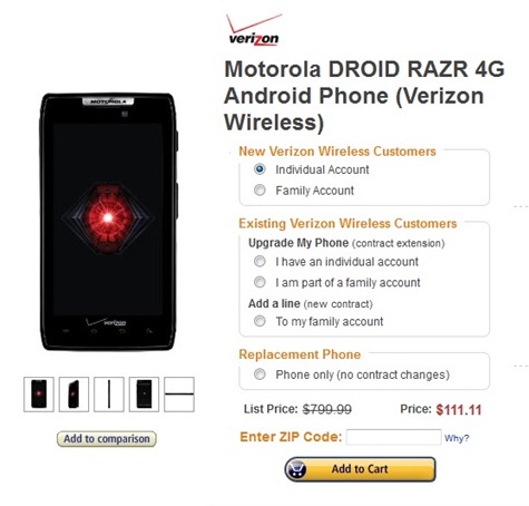Motorola Droid RAZR Is Now $111 At Amazon