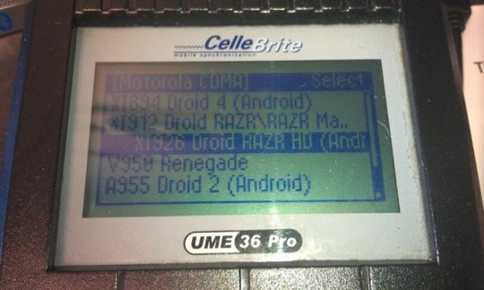 Motorola Droid RAZR HD in CelleBrite System