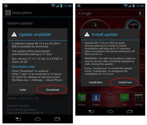 Motorola Droid RAZR M Jelly Bean Update 98.12.4