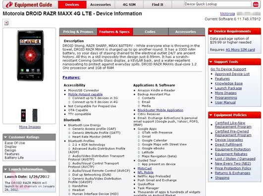 Motorola Droid RAZR MAXX Jan 26th Launch