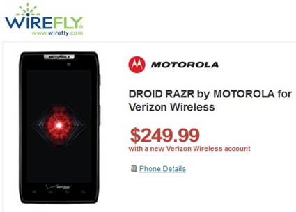 Motorola Droid RAZR Is Now $249 At Wirefly