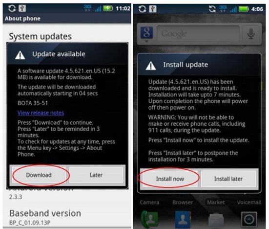 Motorola Droid X Update 4.5.621