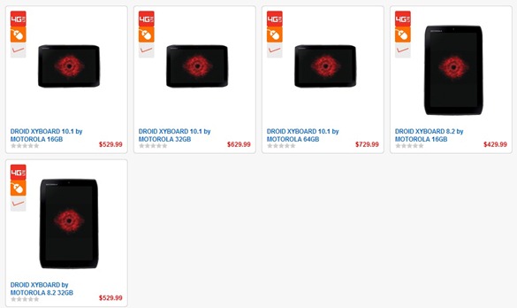 Verizon's Motorola Droid XYBOARD 10.1/8.2 Pricing