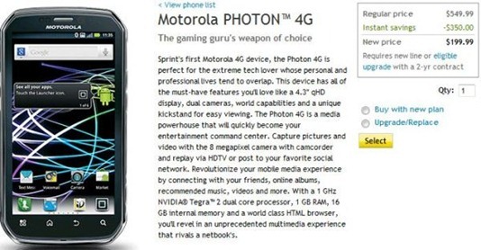 Motorola Photon 4G Pre Sale At Sprint
