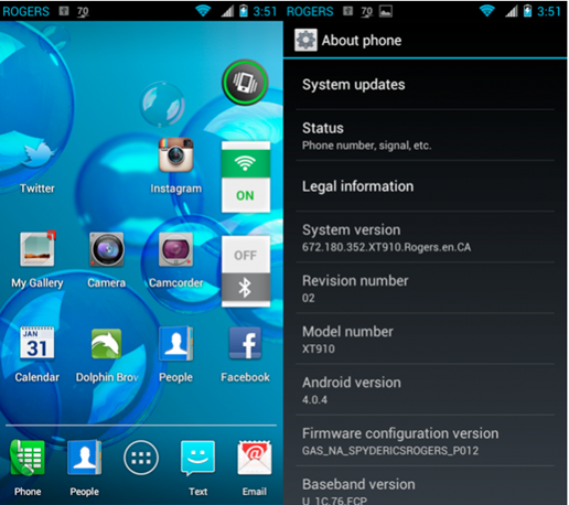 Rogers Motorola RAZR Android 4.0.4 ICS Update