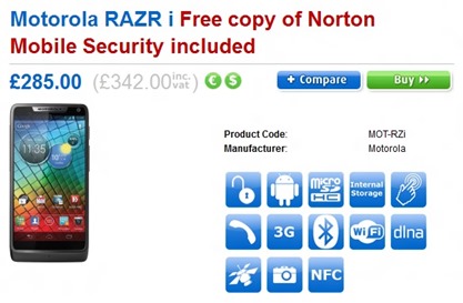 Motorola RAZR i Pre Order At Clove