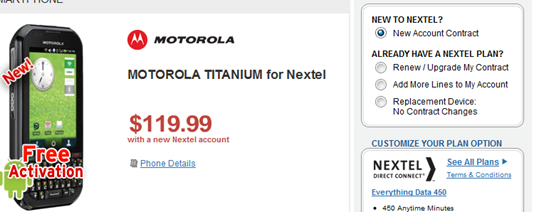 Motorola Titanium At Wirefly For $119.99 