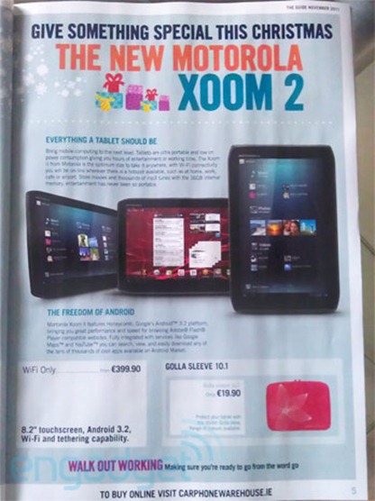 8.2-inch Motorola Xoom 2 Europe Launch Info