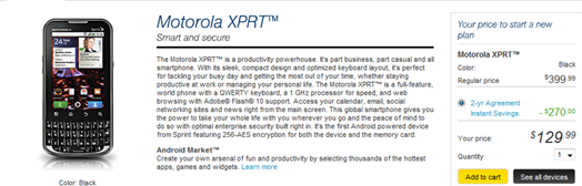 Sprint Motorola XPRT's Pricing