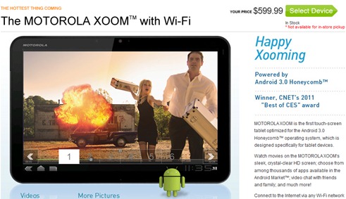 Motorola Xoom WiFi Cellular South Pricing