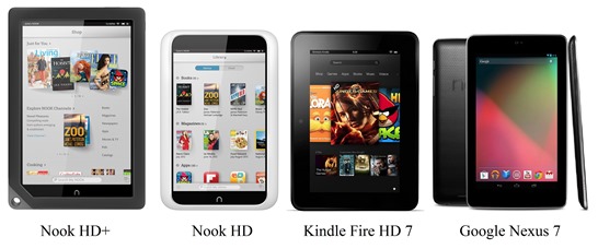 NOOK-HD-Plus-vs-NOOK-HD-vs-Amazon-Kindle-Fire 7-vs-Google-Nexus 7