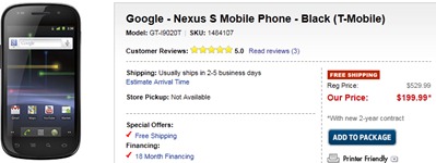 Nexus S Best Buy Pricing Lists