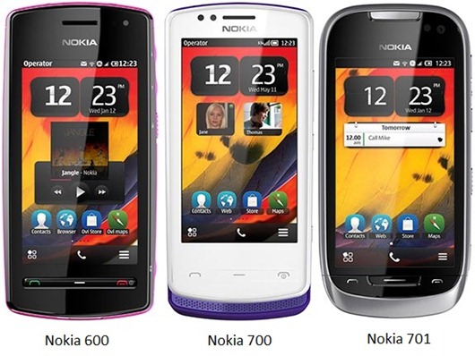 Nokia 600, Nokia 700 and Nokia 701