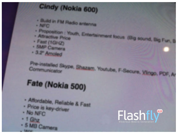 Nokia 600 and Nokia 500 leaked specs sheet