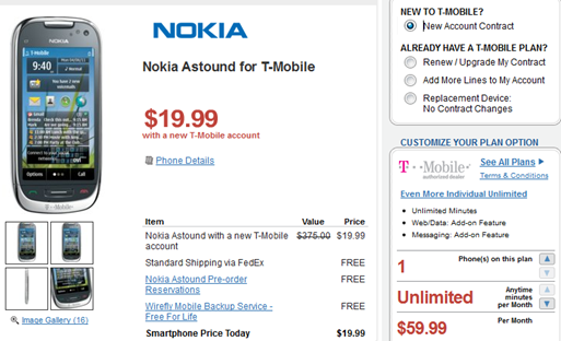 Nokia Astound Wirefly Pricing