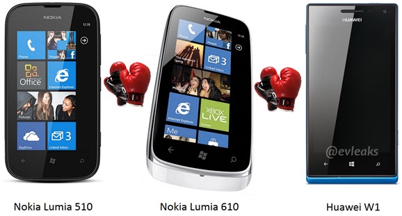 Lumia 510 Vs. Lumia 610 Vs. Huawei W1: Specs Comparison