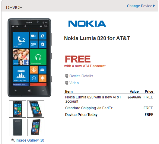 Nokia Lumia 820 AT&T at Walmart