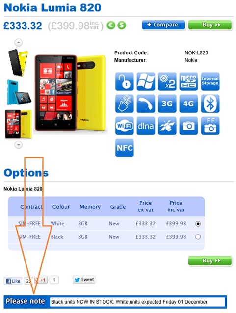 SIM free Nokia Lumia 820 now in stock at Clove UK