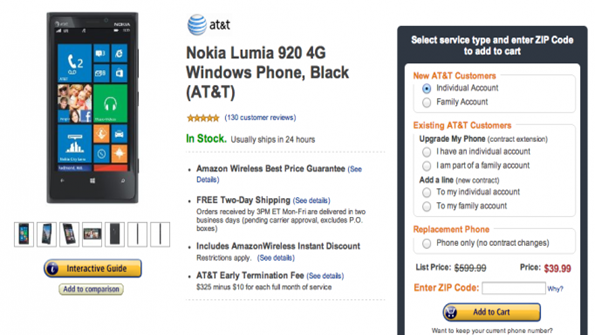 Nokia Lumia 920 on Amazon Wireless